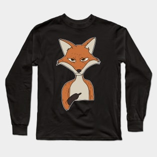 Grumpy Fox Holding Middle Finger Long Sleeve T-Shirt